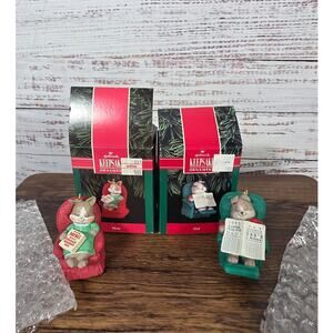 1992 Hallmark Keepsake Ornaments Mom & Dad Set- Cozy Critters